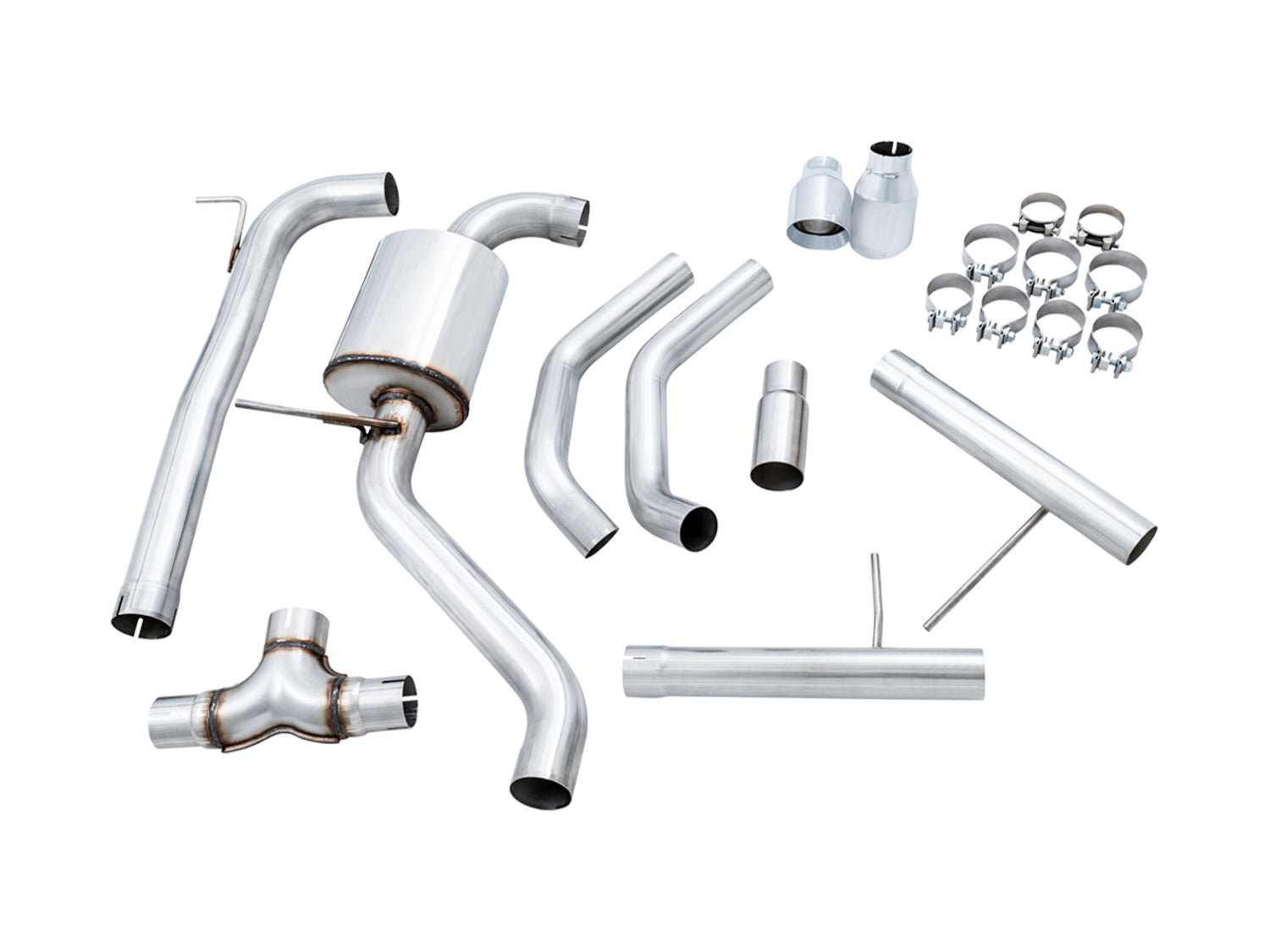 AWE Track Edition Exhaust - Resonated - for MK7 Jetta GLI w/ High Flow Downpipe (not included) - Chrome Silver Tips - out of package