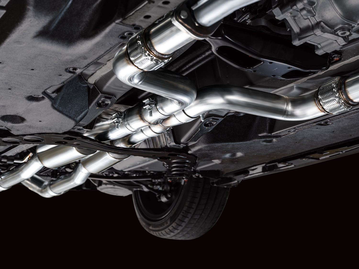 AWE Track Edition Exhaust for Nissan Z - Chrome Silver Tips - Mounted