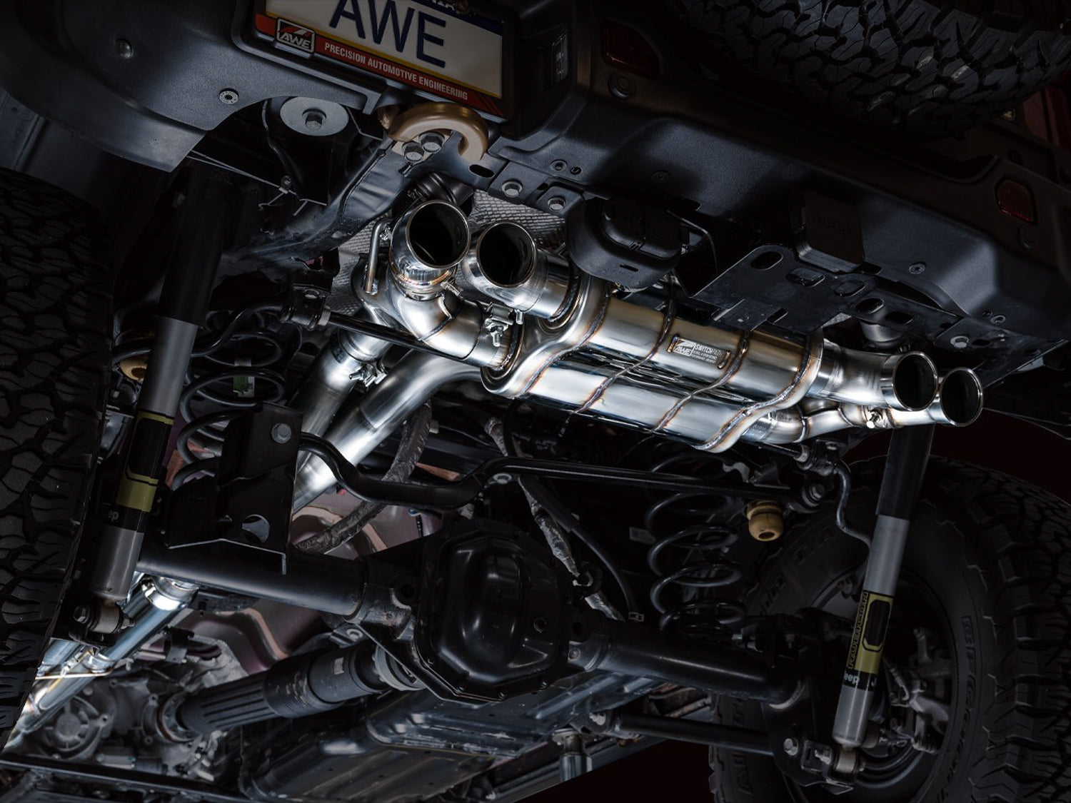 AWE SwitchPath Exhaust for Wrangler 392 - Quad BashGuards - Mounted