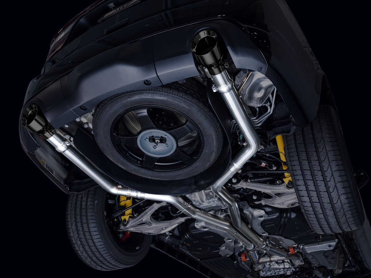 AWE Track Edition Exhaust for Dodge Durango 6.4 / 6.2 SC - Diamond Black Tips - Mounted