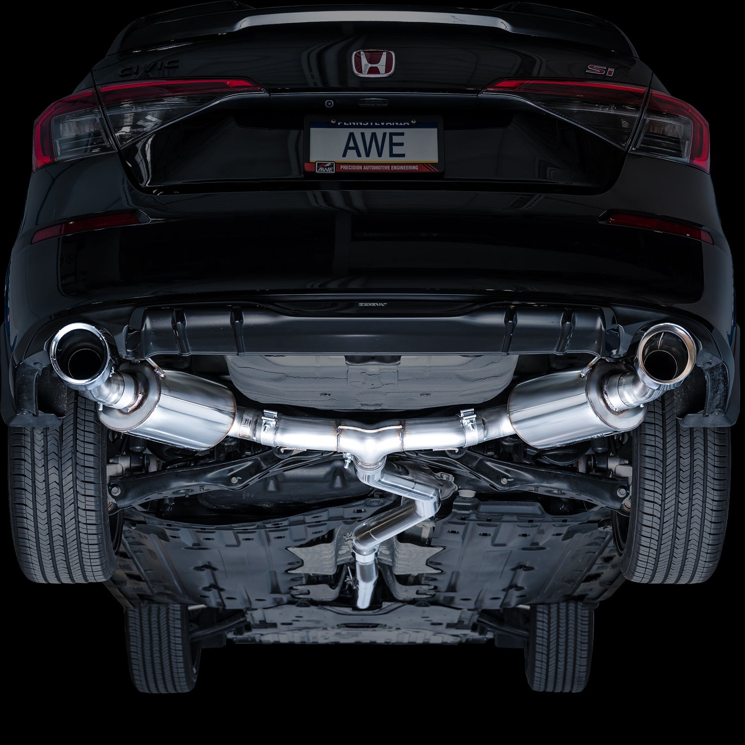 AWE Touring Edition Exhaust for FE1 Civic Si/DE4 Acura Integra - Chrome Silver Tips - Mounted