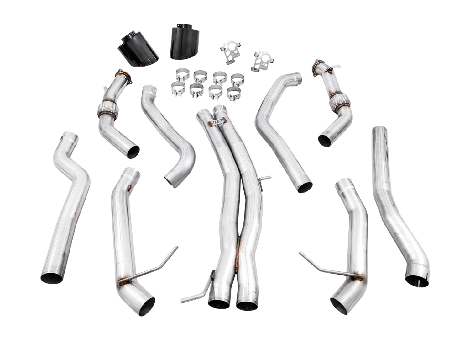 AWE Track Edition Exhaust for Audi B9.5 RS 5 Coupe - Non-Resonated - Diamond Black RS-style Tips - out of package