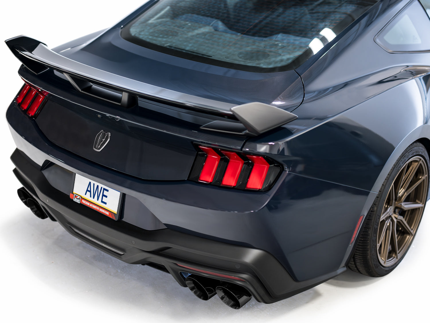 AWE SwitchPath™ Exhaust for S650 Ford Mustang Dark Horse - Quad Diamond Black Tips - Mounted