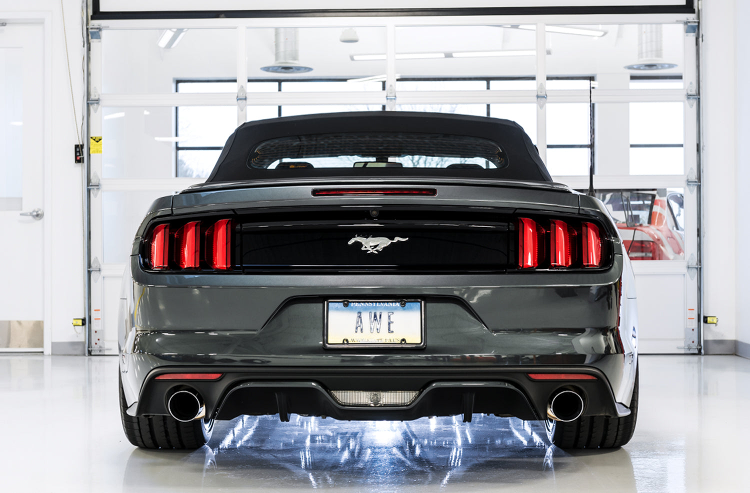 AWE Touring Edition Axle-back Exhaust for S550 Mustang EcoBoost - Chrome Silver Tips - Mounted