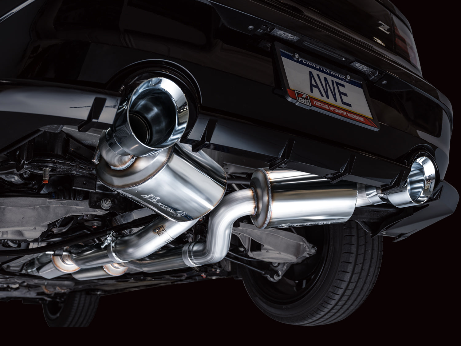 AWE Touring Edition Exhaust for Nissan Z - Chrome Silver Tips - Mounted