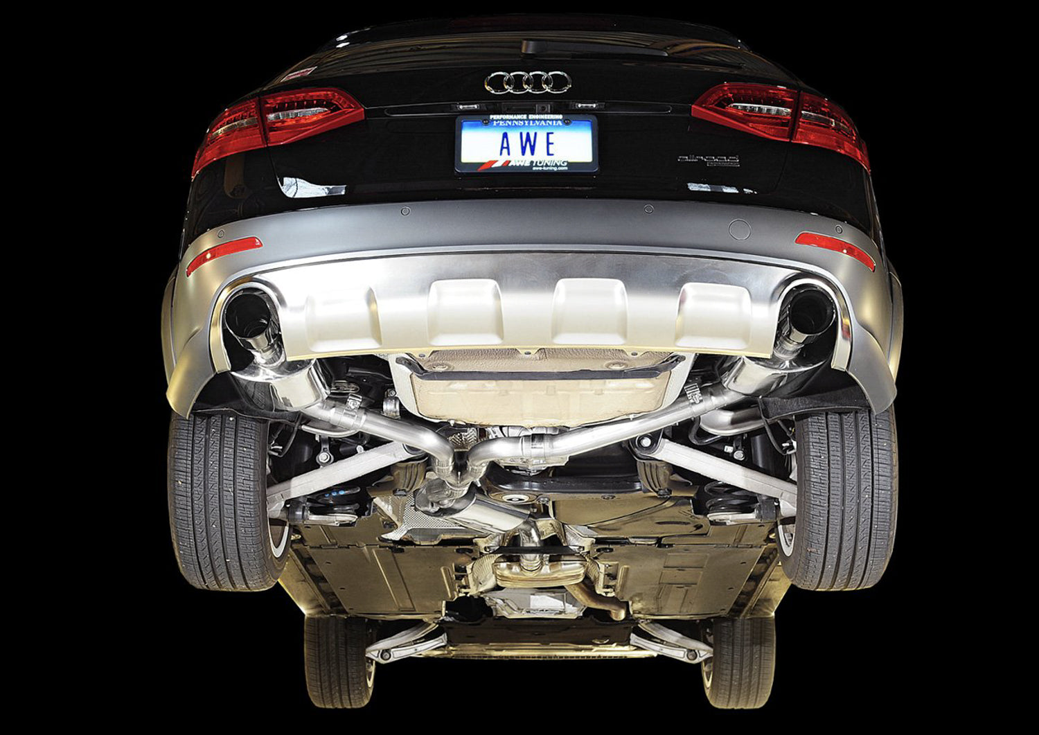 AWE Touring Edition Exhaust for B8.5 Allroad - Dual Outlet, Chrome Silver Tips - Mounted