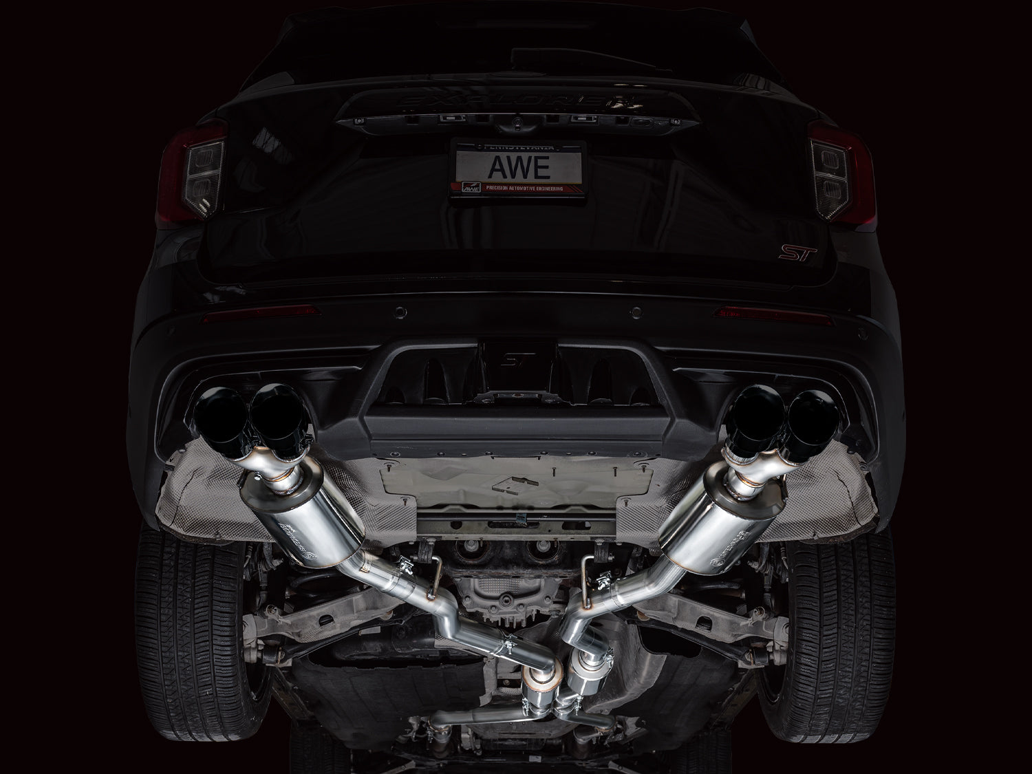 AWE Touring Edition Exhaust for Ford Explorer ST - Diamond Black Tips - Mounted