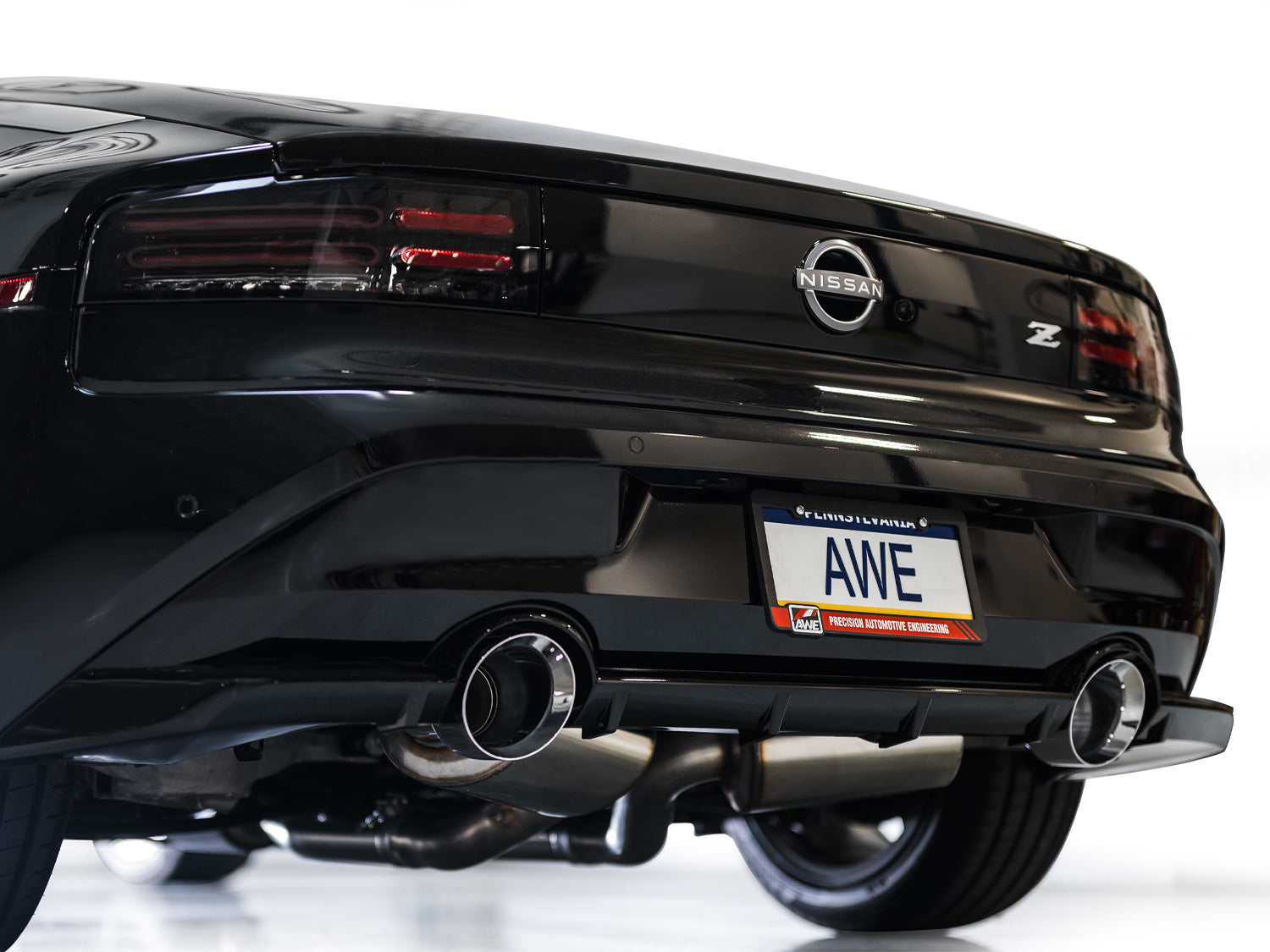 AWE Track Edition Exhaust for Nissan Z - Chrome Silver Tips - Mounted
