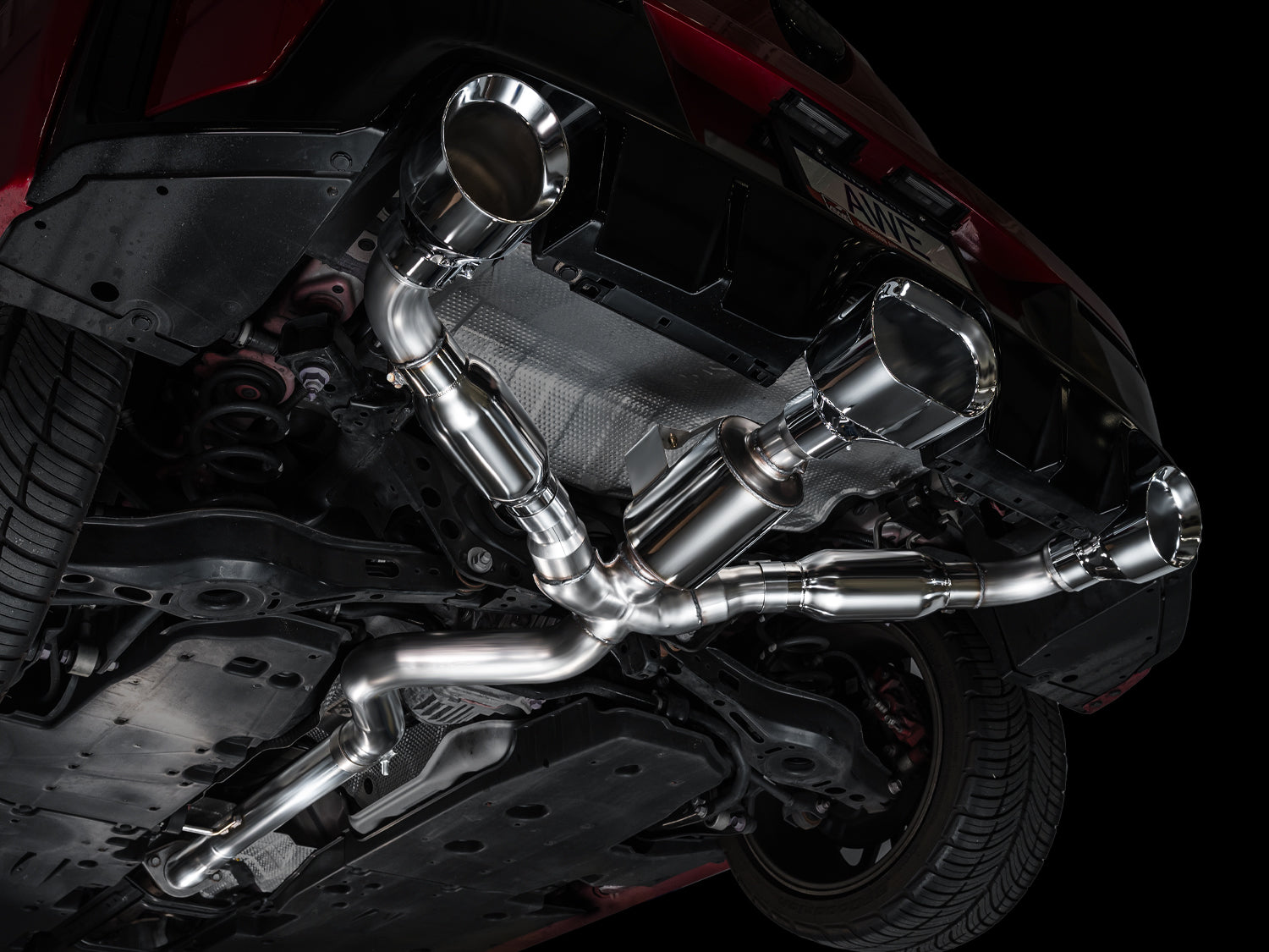 AWE Track Edition Exhaust for GR Corolla - Chrome Silver Tips - Mounted