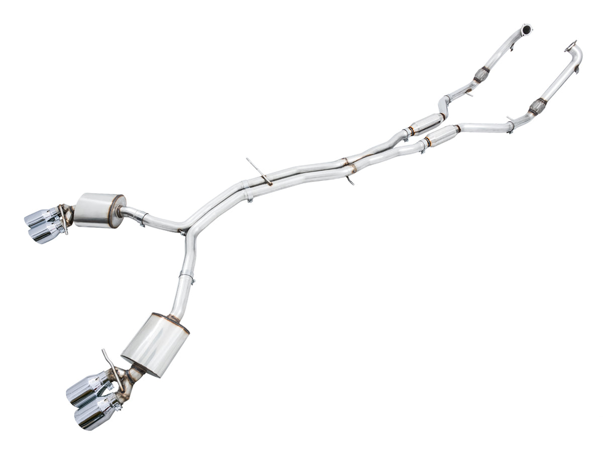 AWE Touring Edition Exhaust for Audi B9 S4 - Chrome Silver 102mm Tips - Primary