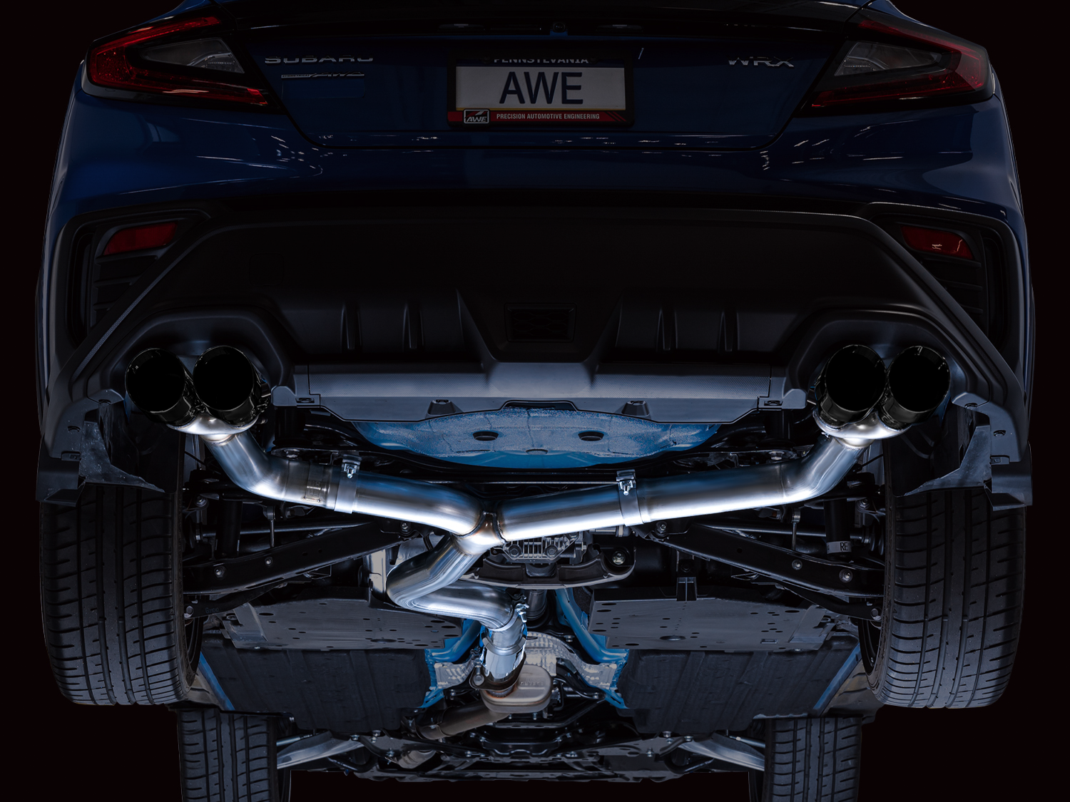 AWE Track Edition Exhaust for VB Subaru WRX - Diamond Black Tips - Mounted