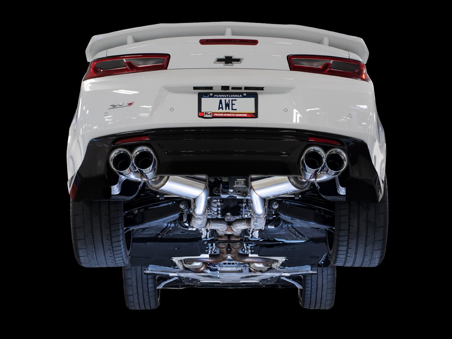 AWE Touring Edition Axle-back Exhaust for Gen6 Camaro SS / ZL1 / LT1 - Chrome Silver Tips (Quad Outlet) - Mounted