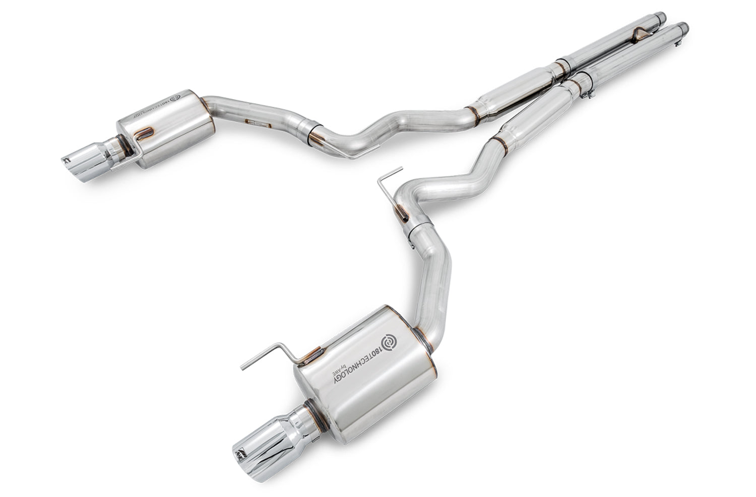 AWE Touring Edition Cat-back Exhaust for S550 Mustang GT - Dual Tip - Chrome Silver Tips - Primary