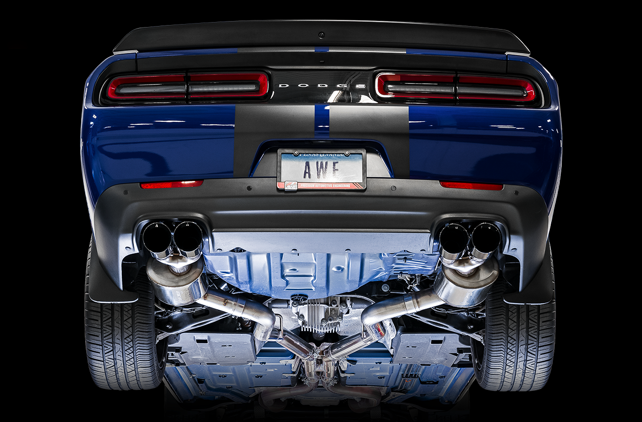 AWE Touring Edition Exhaust for 17+ Challenger 5.7 - Chrome Silver Quad Tips - Mounted