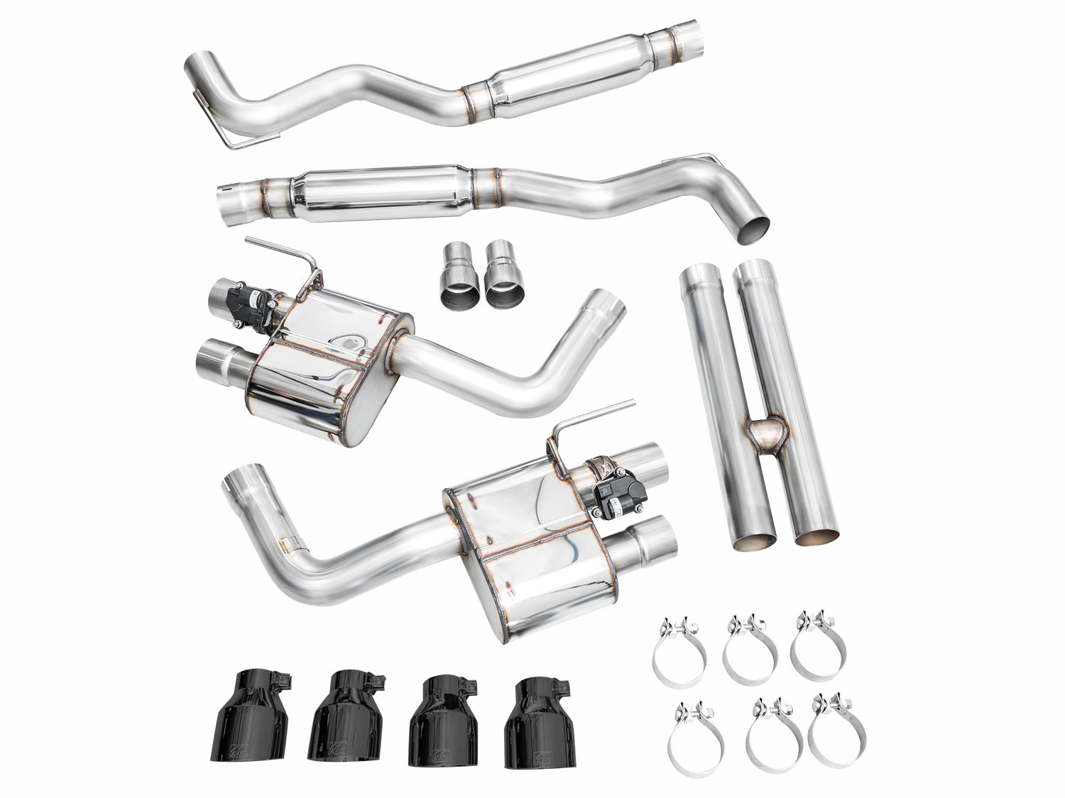 AWE SwitchPath™ Exhaust for S650 Ford Mustang GT Fastback - Quad Diamond Black Tips - out of package