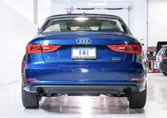 AWE Touring Edition Exhaust for Audi 8V A3 2.0T - Dual Outlet, Diamond Black 90 mm Tips - Mounted