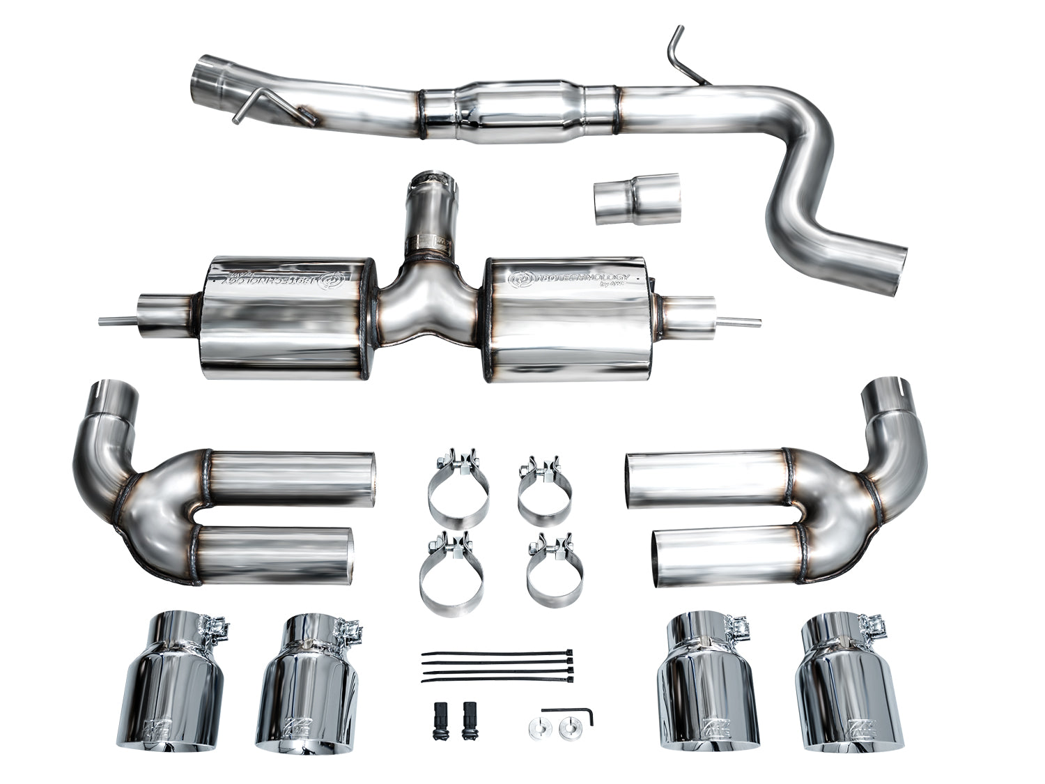 AWE Touring Edition Exhaust for Audi 8Y S3 - Chrome Silver Tips - out of package