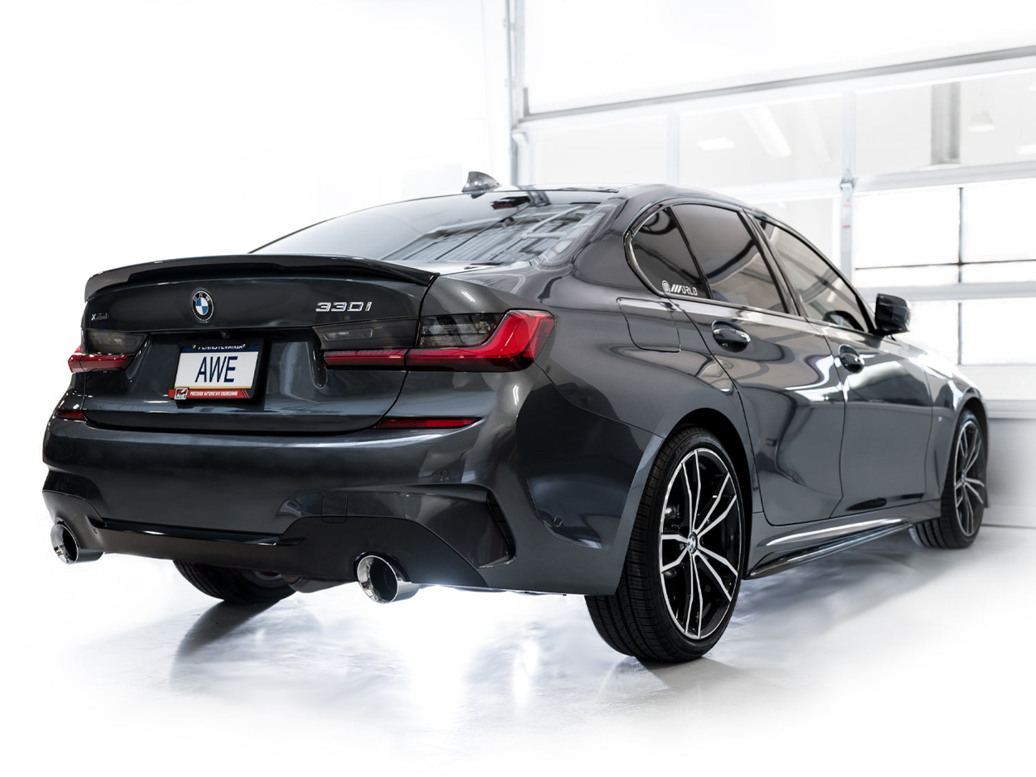 AWE Touring Edition Axle Back Exhaust for BMW G2X 330i/430i - Chrome Silver - Mounted