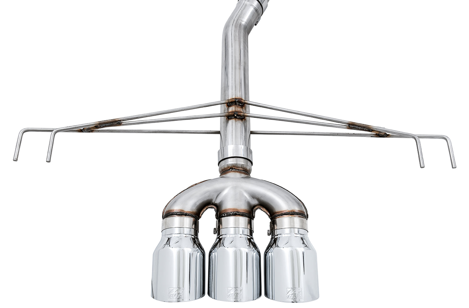 AWE Track Edition Exhaust for FK8 Civic Type R (includes Front Pipe) - Triple Chrome Silver Tips - Close Up