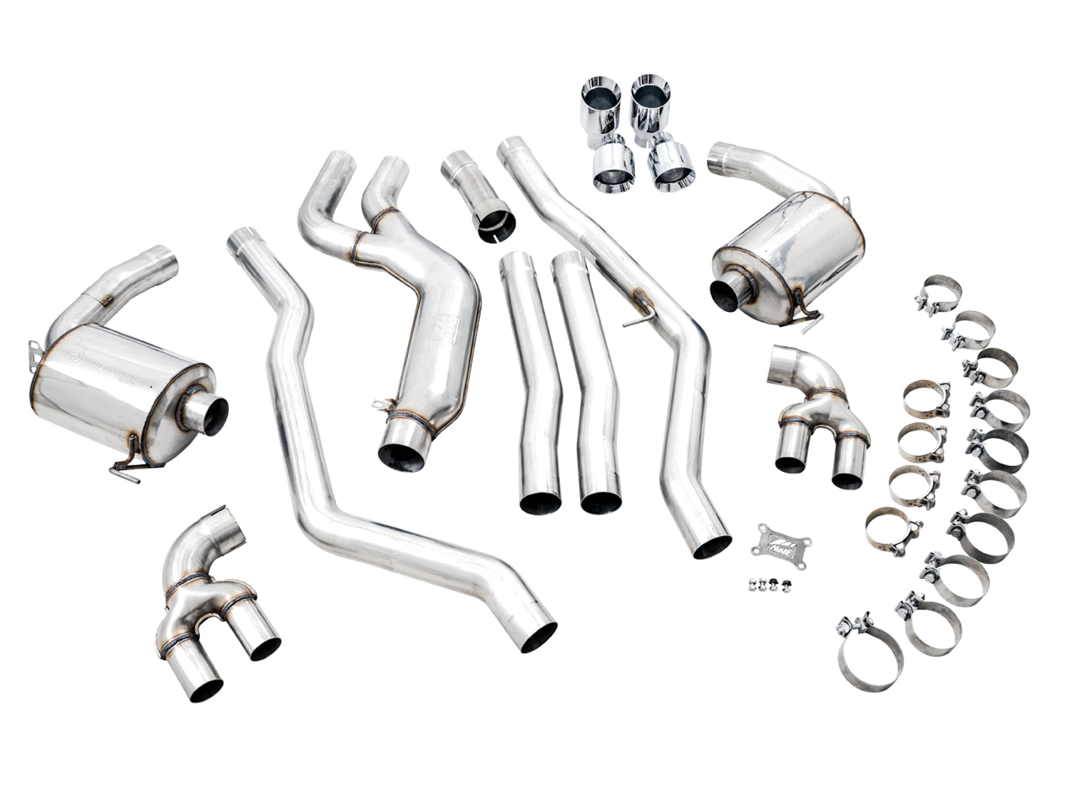 AWE Non-Resonated Touring Edition Exhaust for G2X M340i / M440i - Chrome Silver Tips - out of package