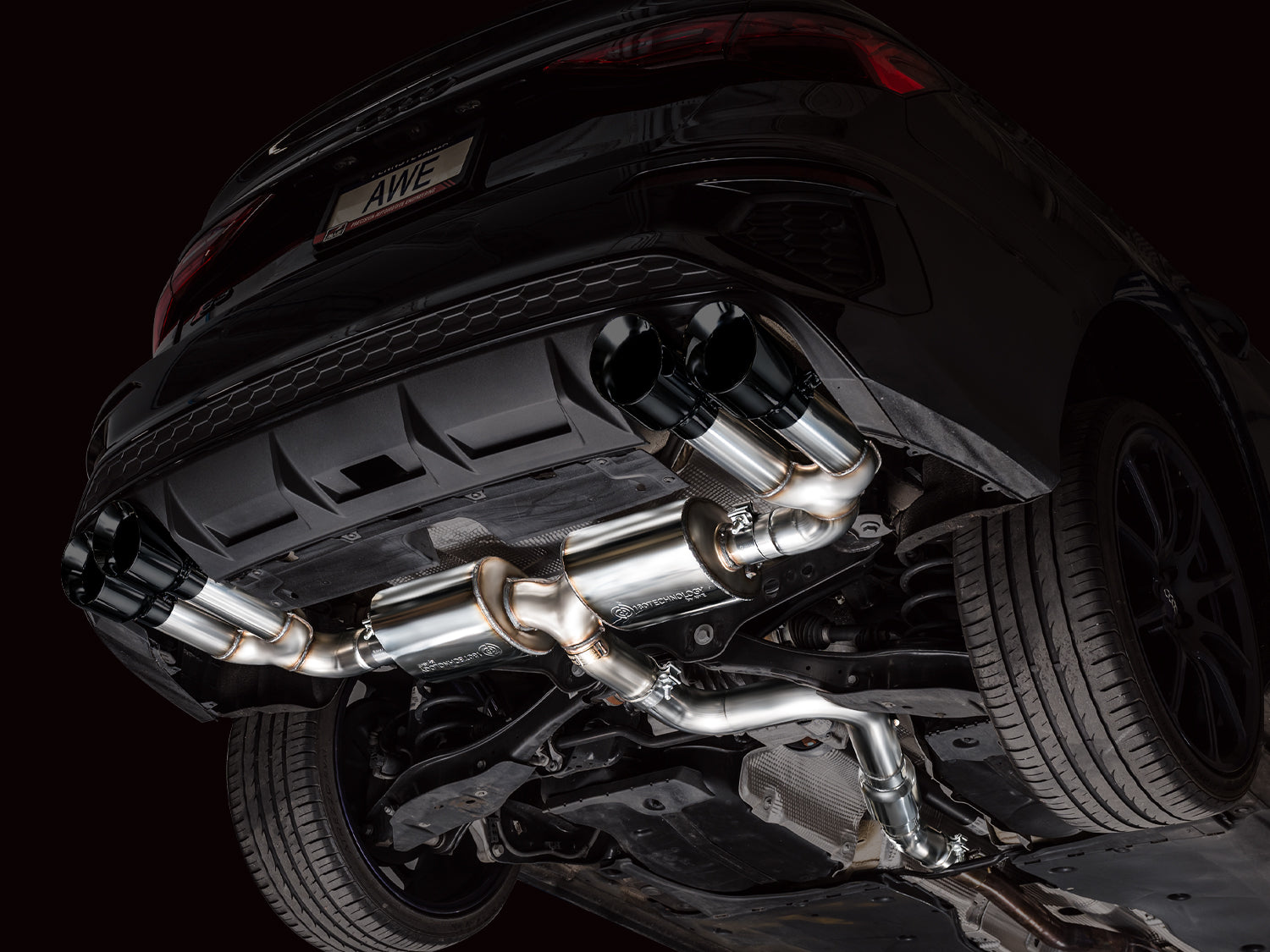 AWE Touring Edition Exhaust for Audi 8Y S3 - Diamond Black Tips - Mounted