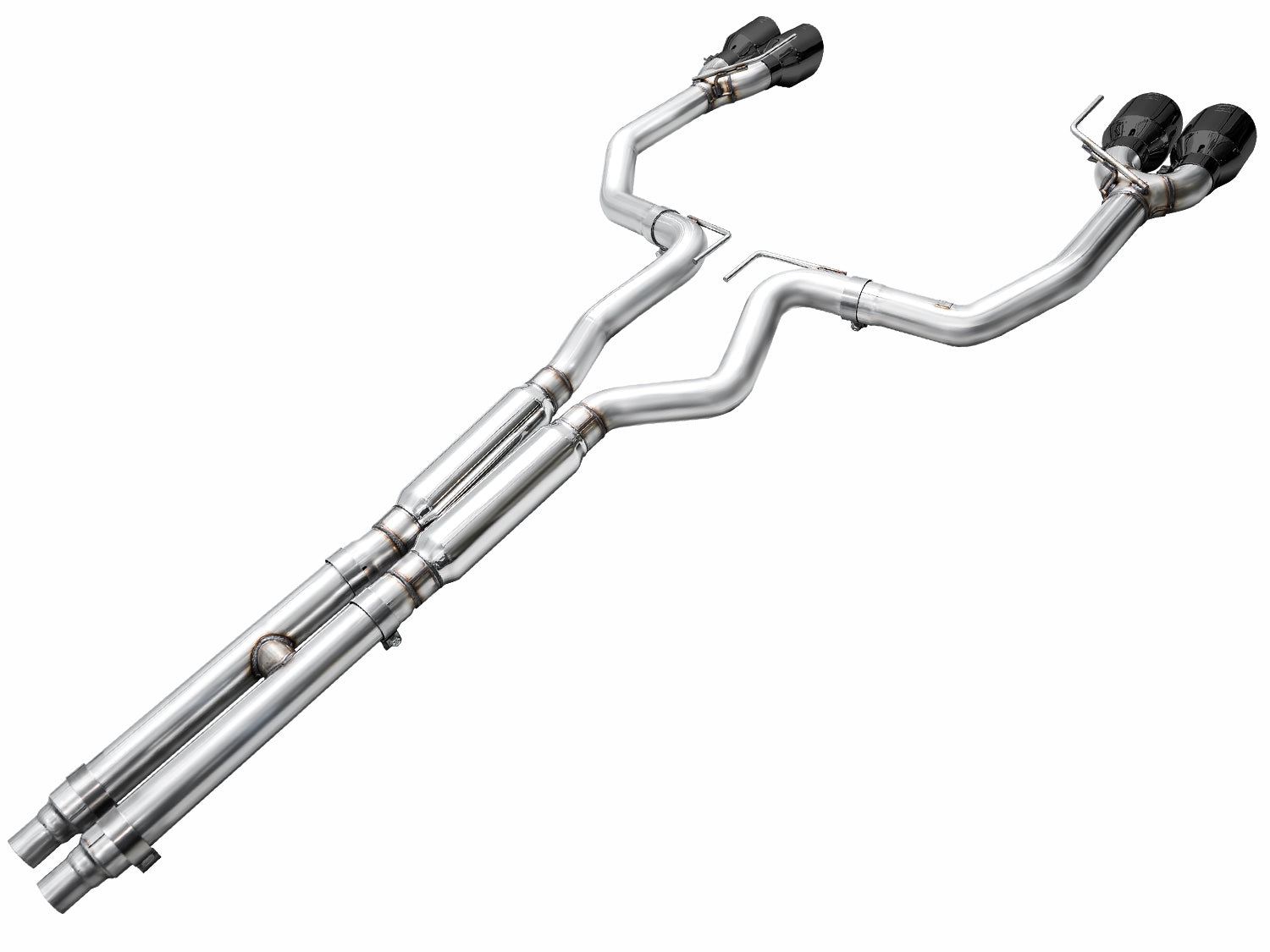 AWE Track Edition Exhaust for S650 Ford Mustang Dark Horse - Quad Diamond Black Tips - out of package