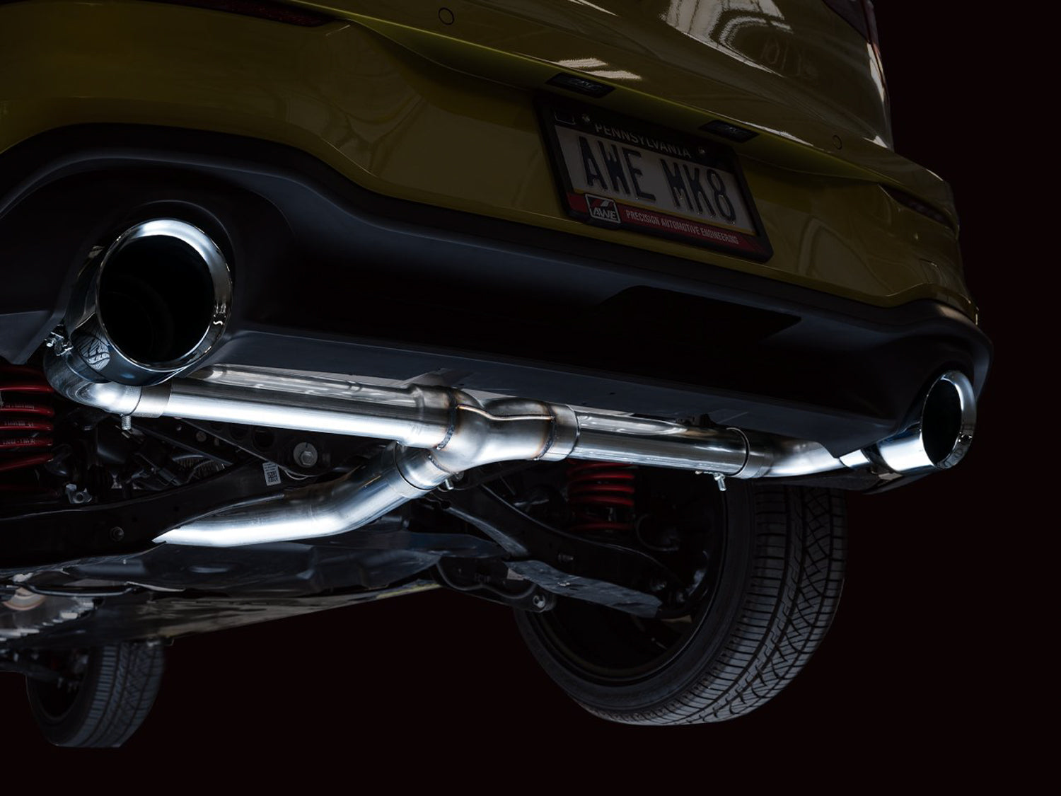 AWE Track Edition Exhaust for VW MK8 GTI - Chrome Silver Tips - Mounted