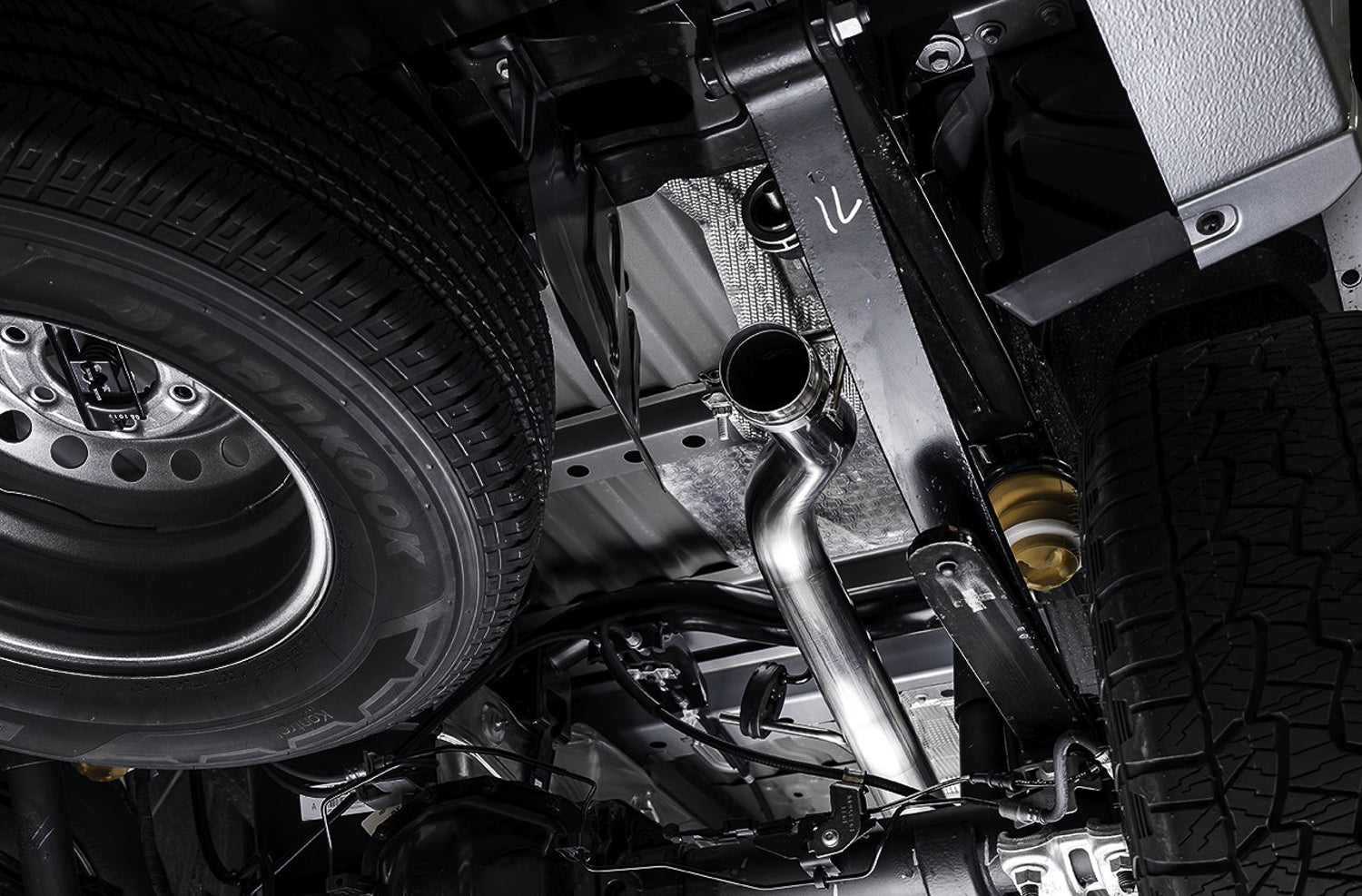 AWE 0FG Exhaust with BashGuard for Ford Ranger - Dual Diamond Black Tips - Mounted