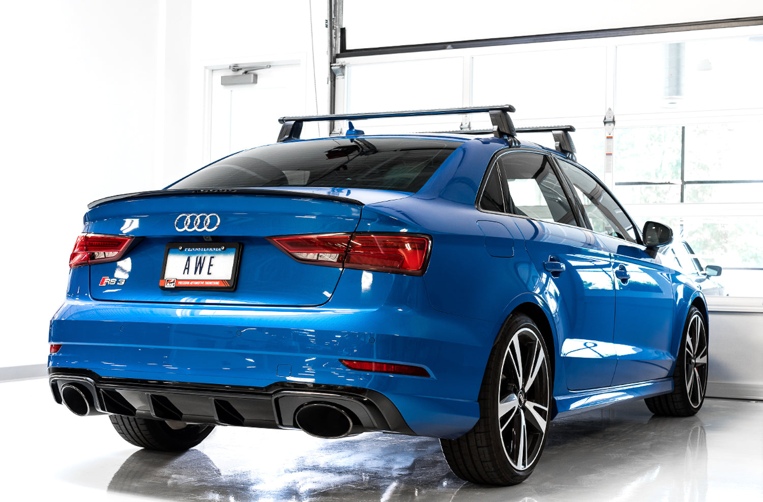 AWE SwitchPath™ Exhaust for Audi 8V RS 3 - Diamond Black RS-style Tips - Mounted