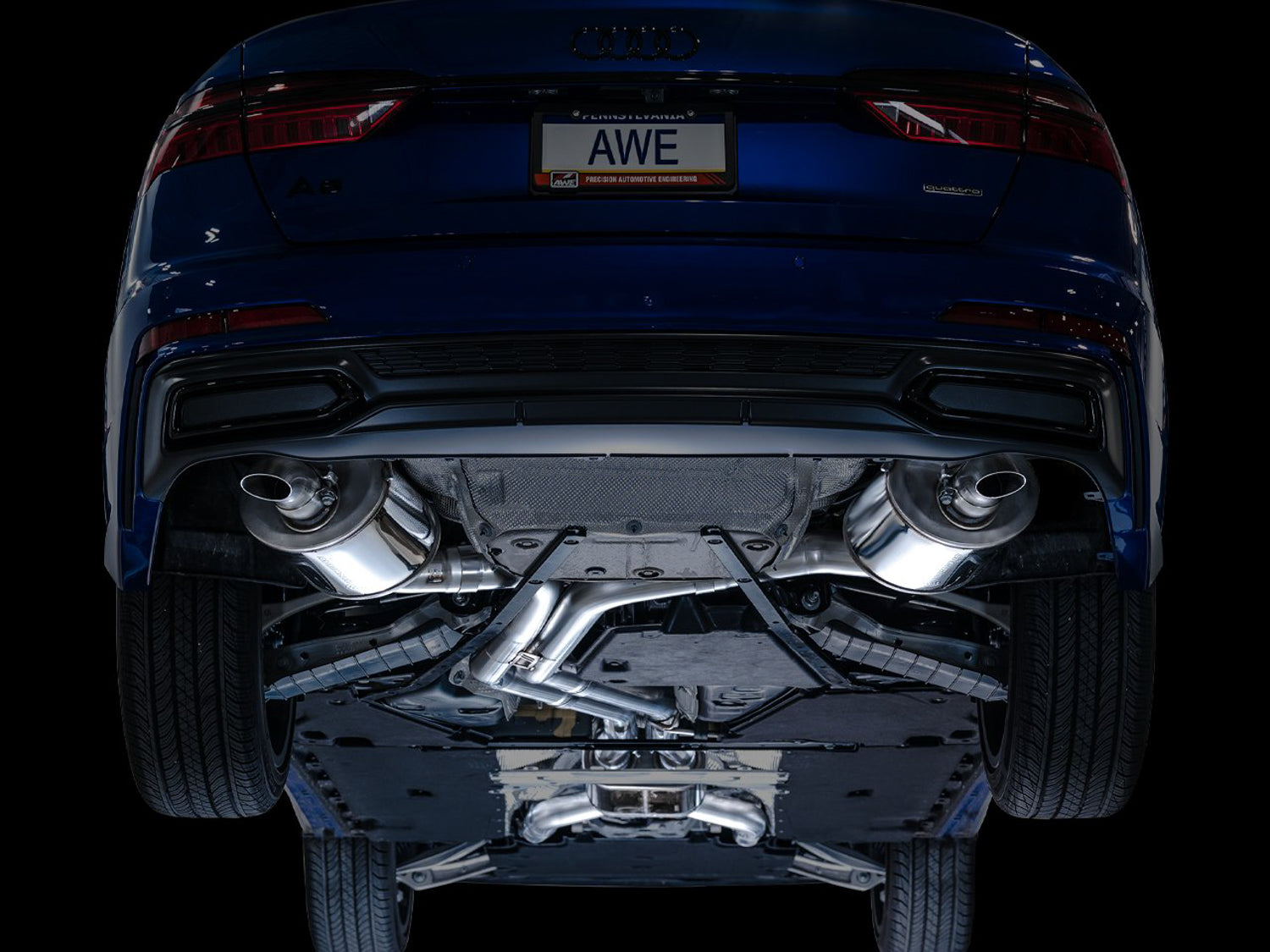 AWE Touring Edition Exhaust for Audi C8 A6/A7 - Turndowns - Mounted
