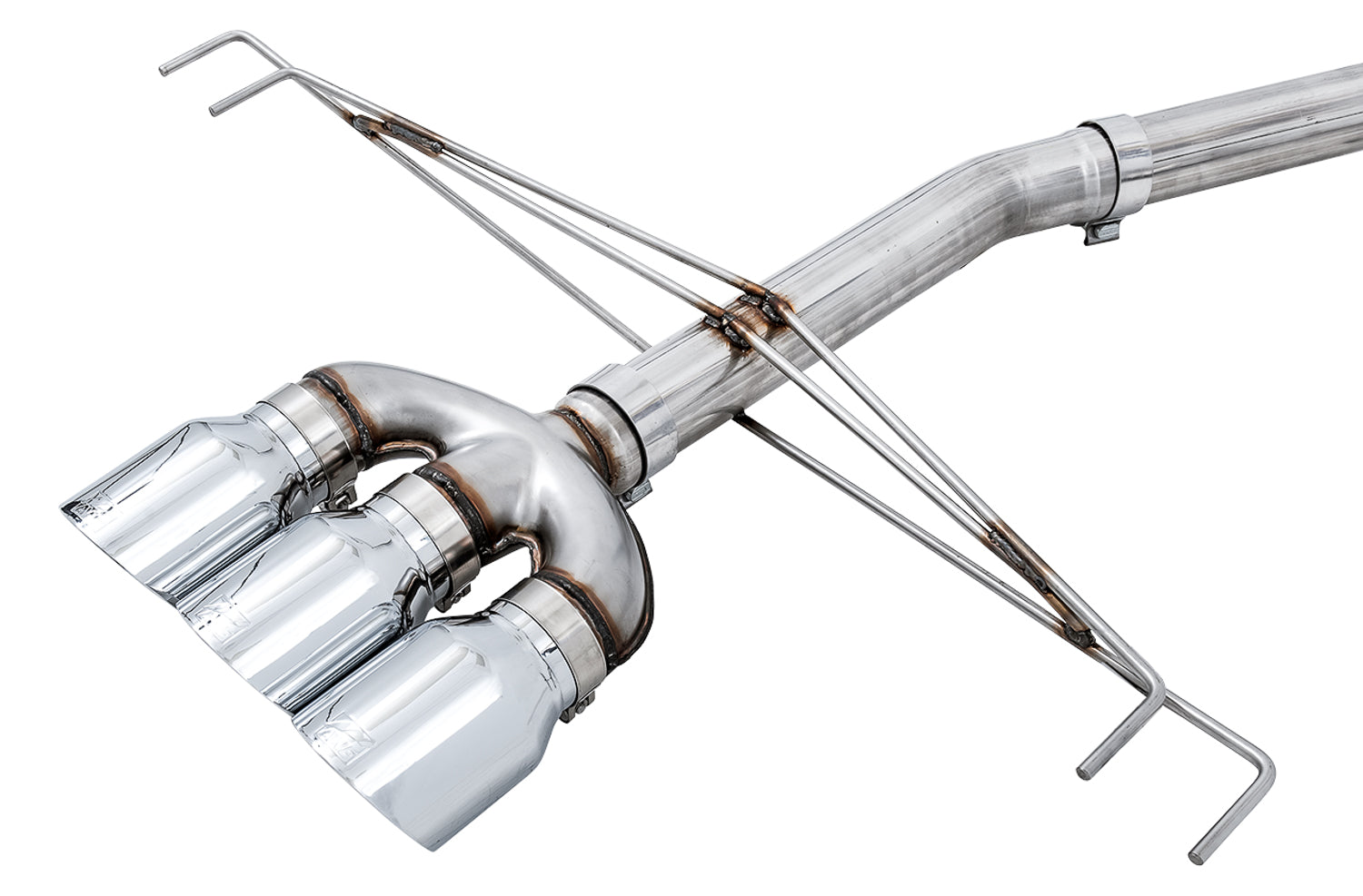 AWE Track Edition Exhaust for FK8 Civic Type R (includes Front Pipe) - Triple Chrome Silver Tips - Close Up