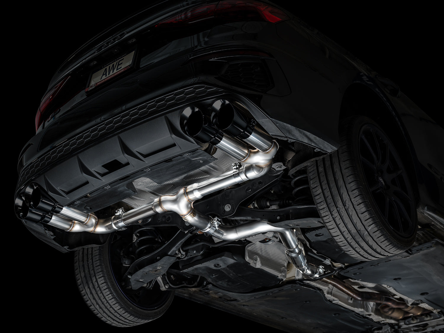 AWE Track Edition Exhaust for Audi 8Y S3 - Diamond Black Tips - Mounted