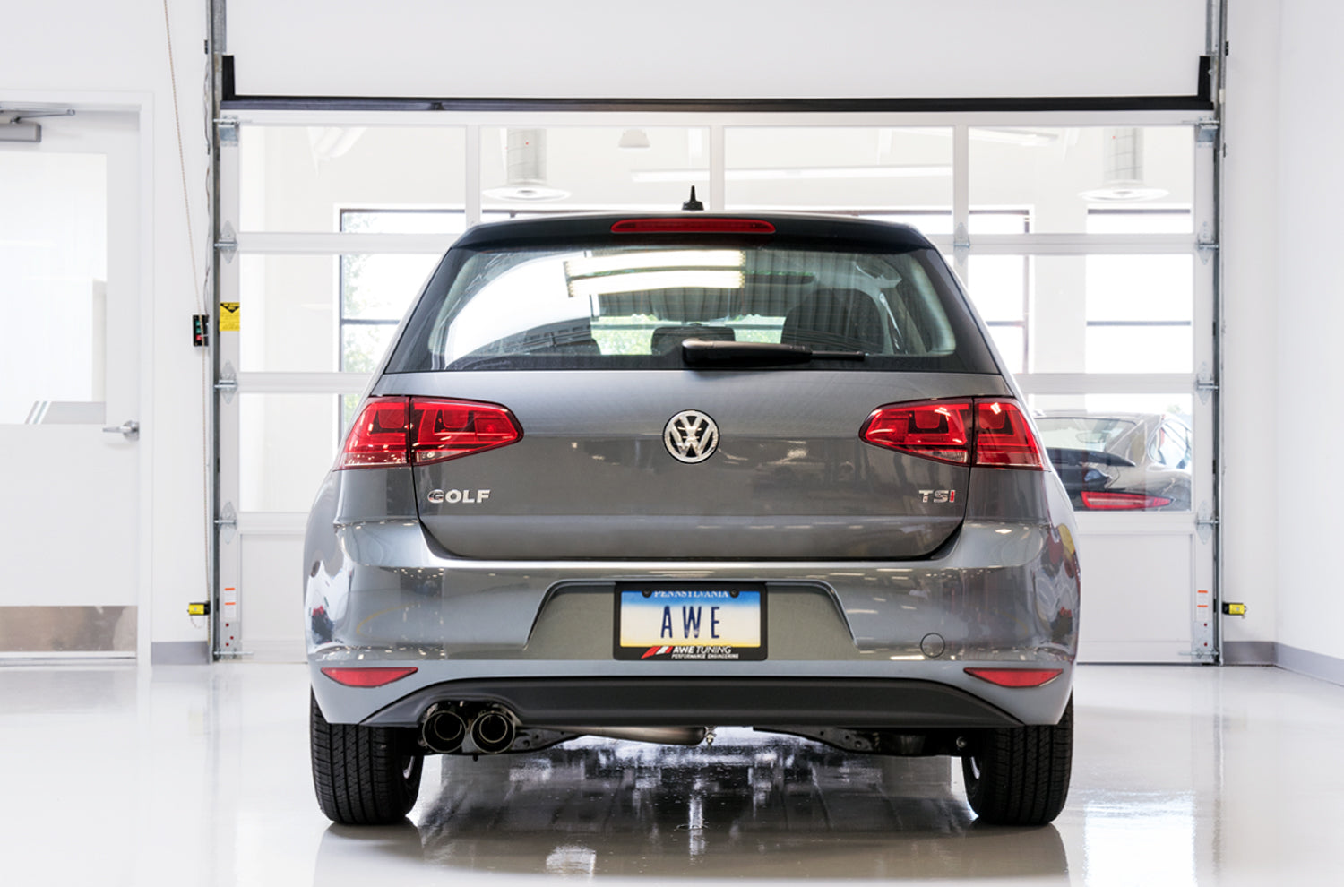 AWE Track Edition Exhaust for VW MK7 Golf 1.8T - Diamond Black Tips (90mm) - Mounted