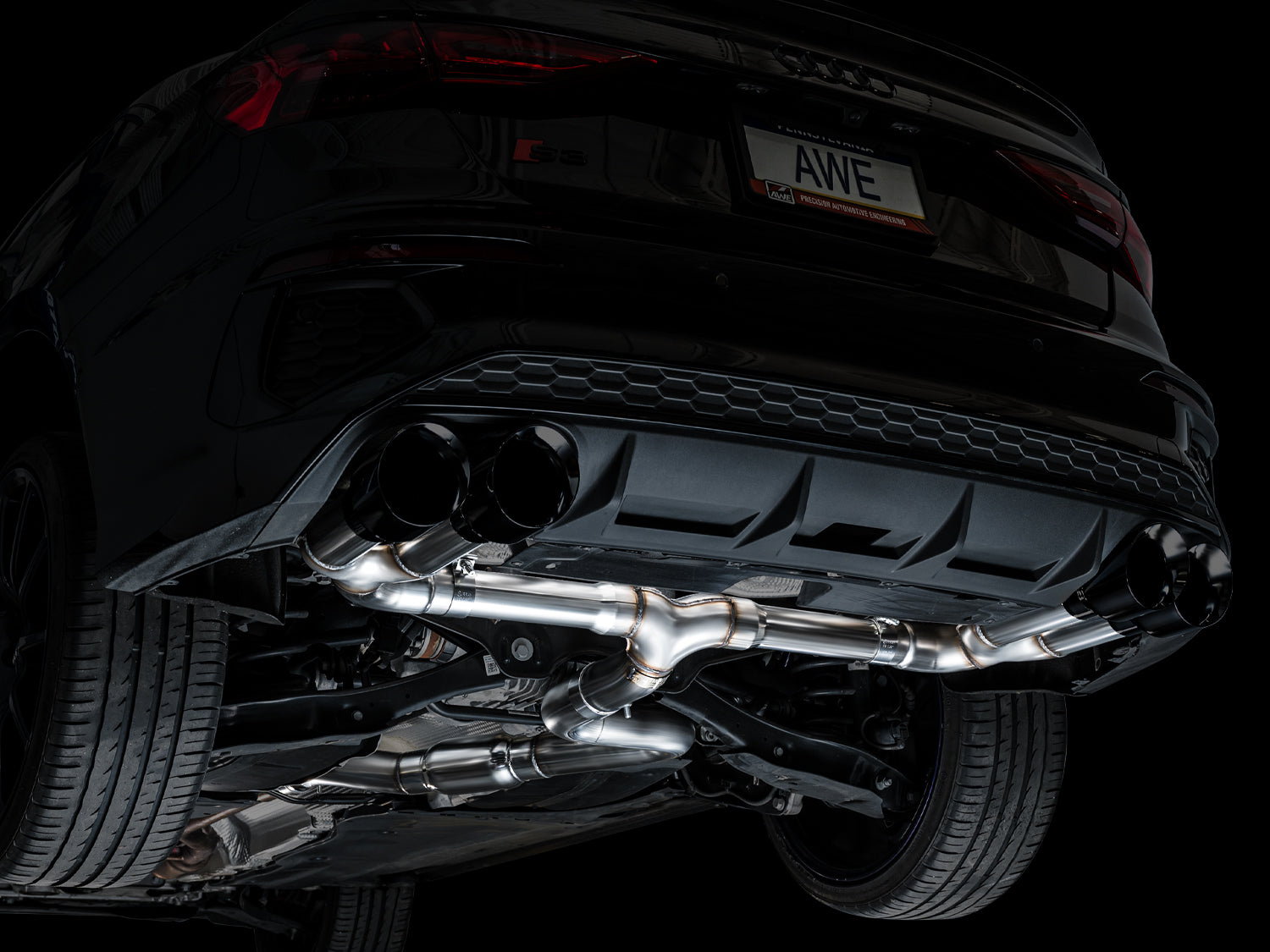 AWE Track Edition Exhaust for Audi 8Y S3 - Diamond Black Tips - Mounted