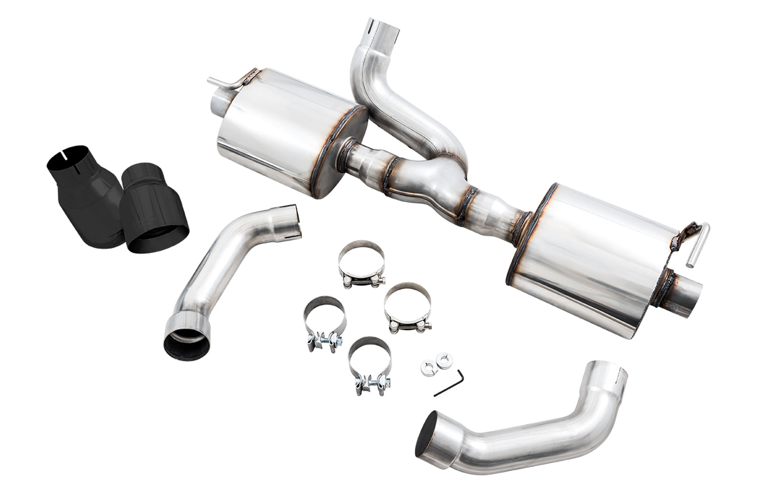 AWE Tread Edition Axleback Dual Exhaust for Jeep JK/JKU 3.6L - Diamond Black Tips - out of package