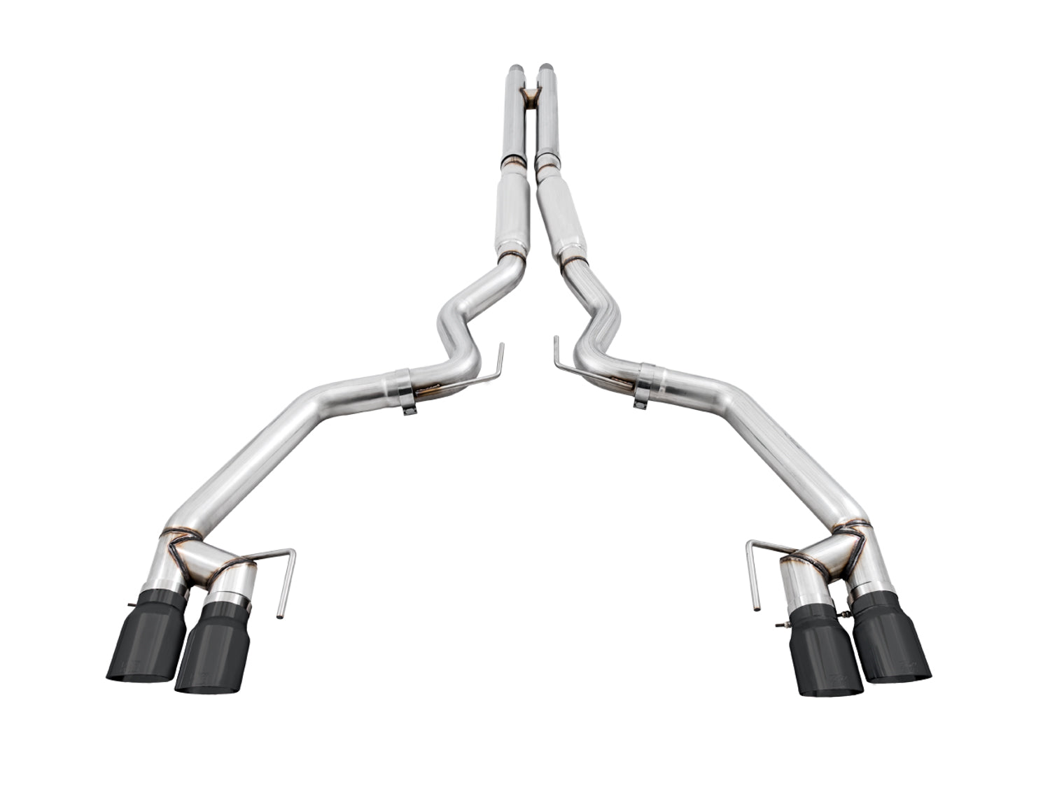 AWE Track Edition Cat-back Exhaust for the 2018+ Mustang GT - Quad Diamond Black Tips - out of package