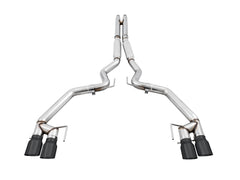 AWE Track Edition Cat-back Exhaust for the 2018+ Mustang GT - Quad Diamond Black Tips - out of package