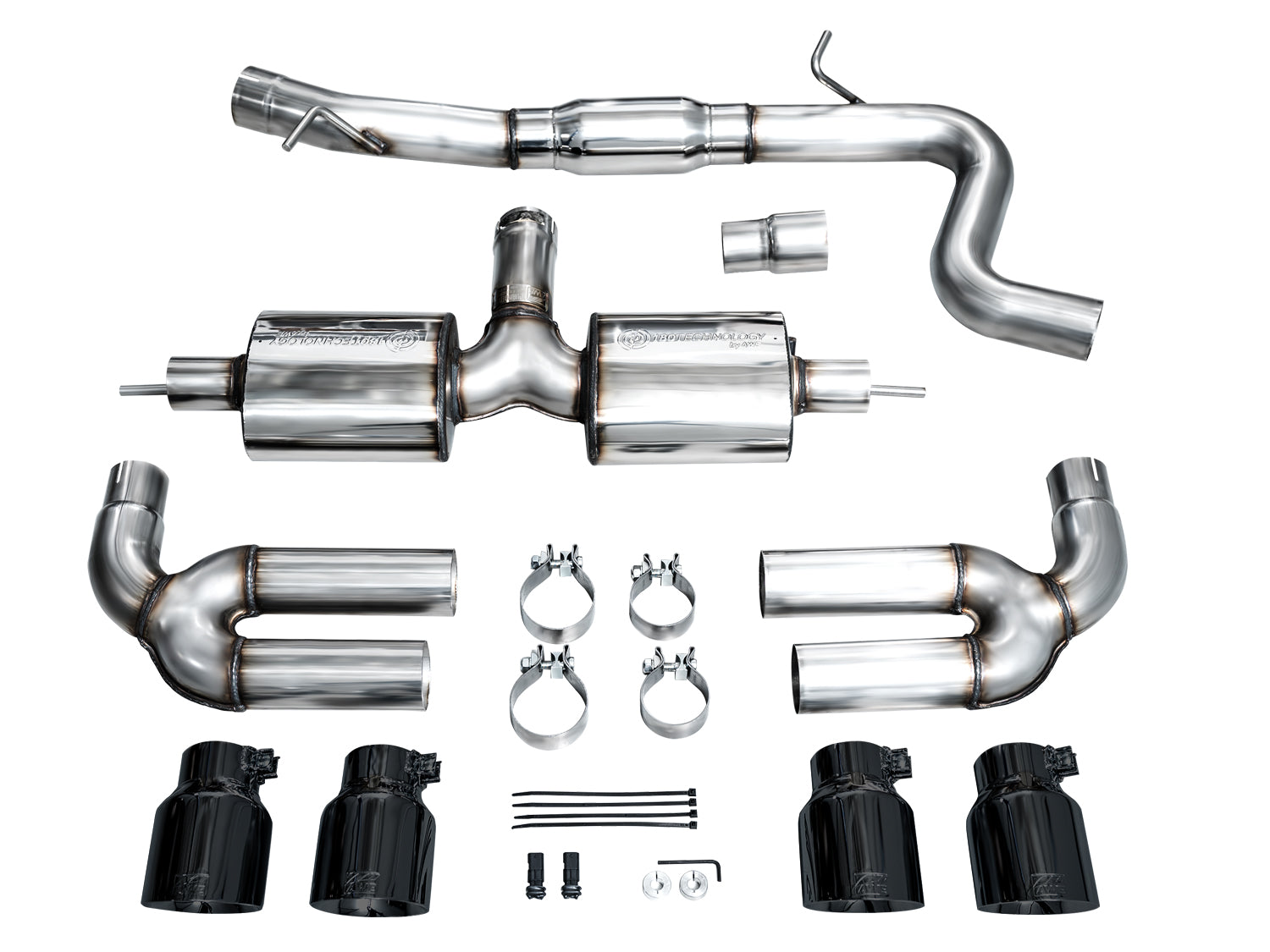 AWE Touring Edition Exhaust for Audi 8Y S3 - Diamond Black Tips - out of package