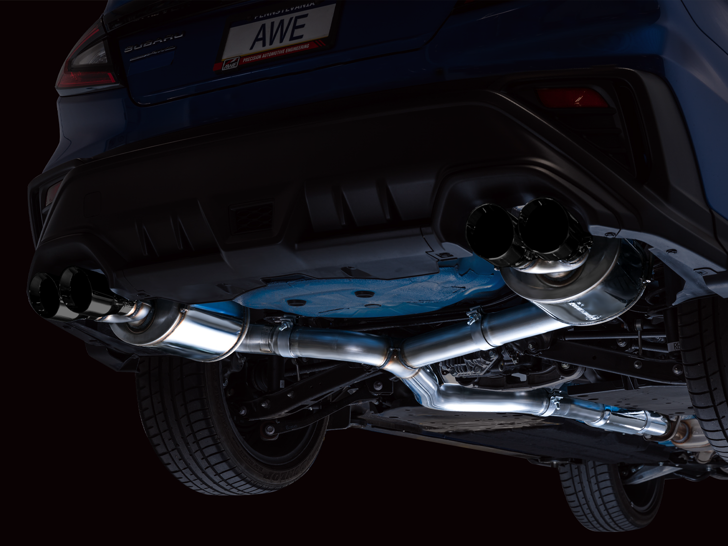 AWE Touring Edition Exhaust for VB Subaru WRX - Diamond Black Tips - Mounted