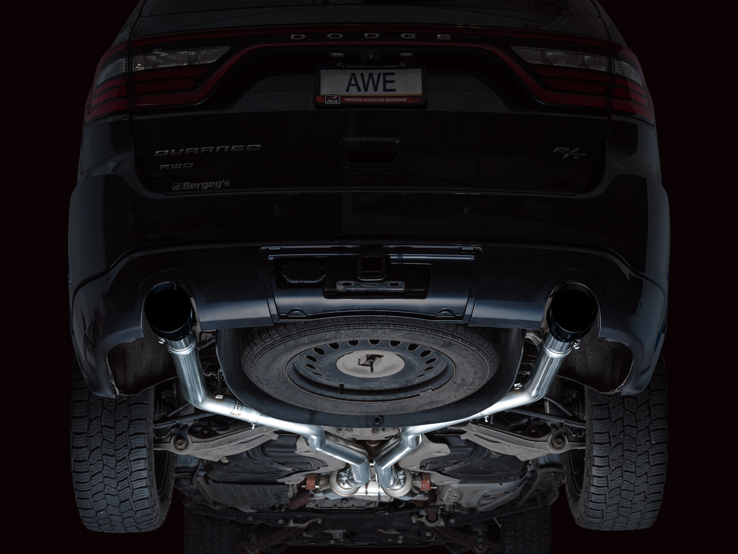 AWE Track Edition Exhaust for Dodge Durango 3.6 / 5.7 - Diamond Black Tips - Mounted