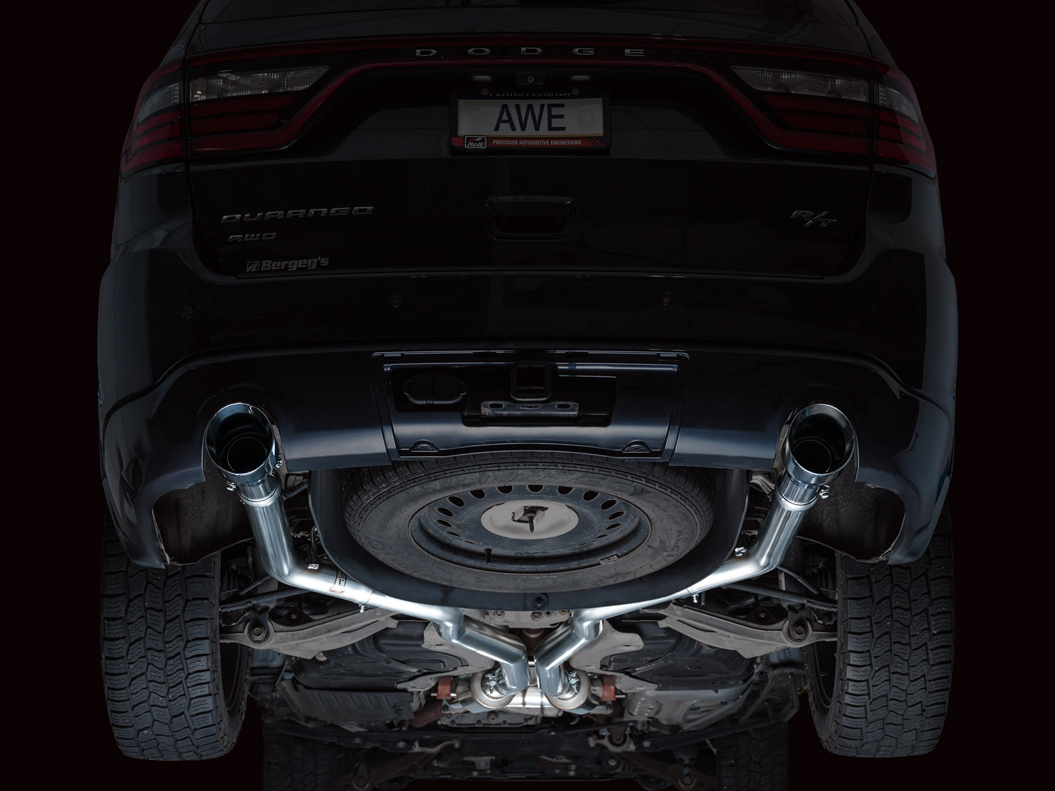 AWE Track Edition Exhaust for Dodge Durango 3.6 / 5.7 - Chrome Silver Tips - Mounted