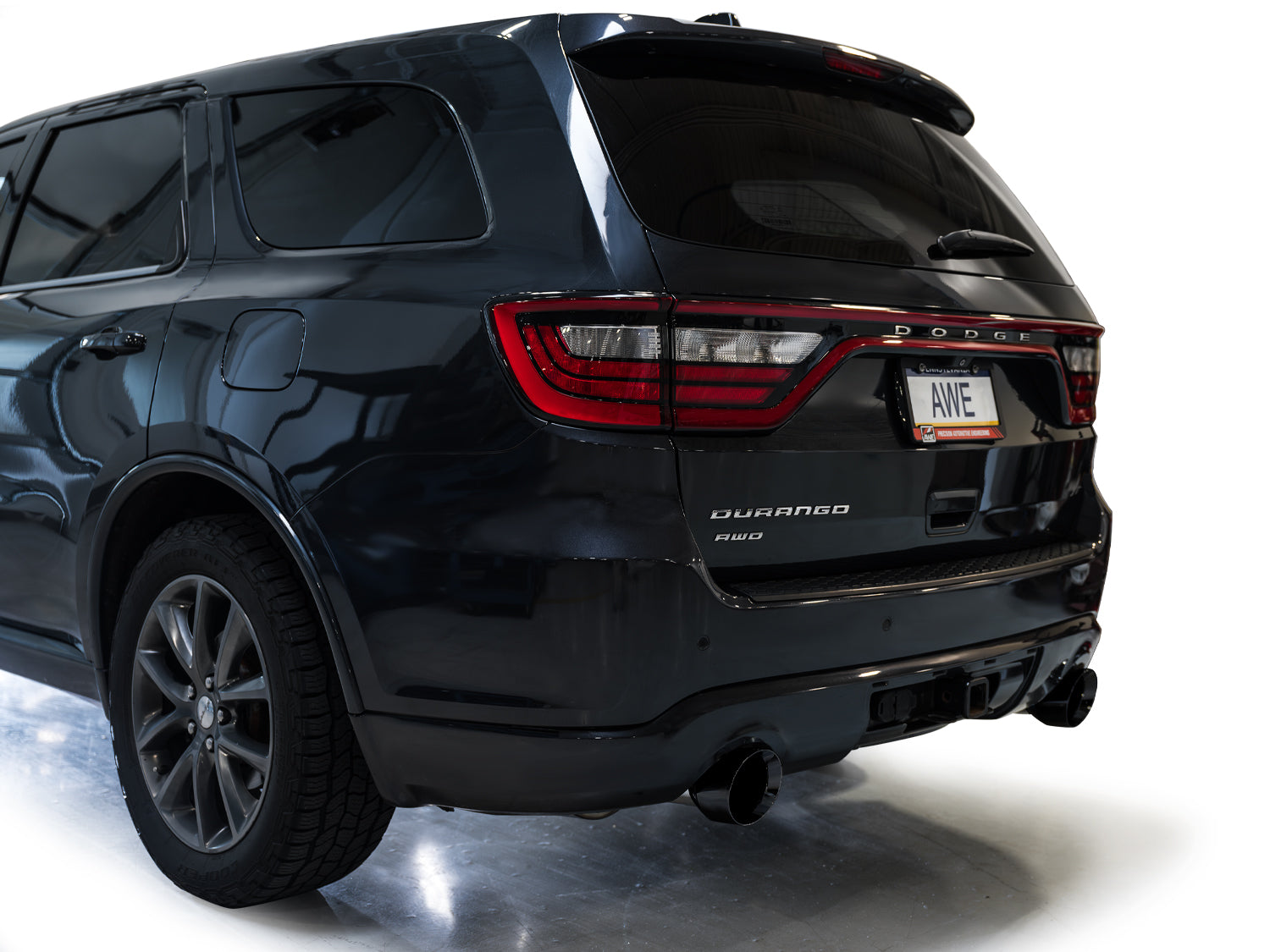 AWE Track Edition Exhaust for Dodge Durango 3.6 / 5.7 - Diamond Black Tips - Mounted