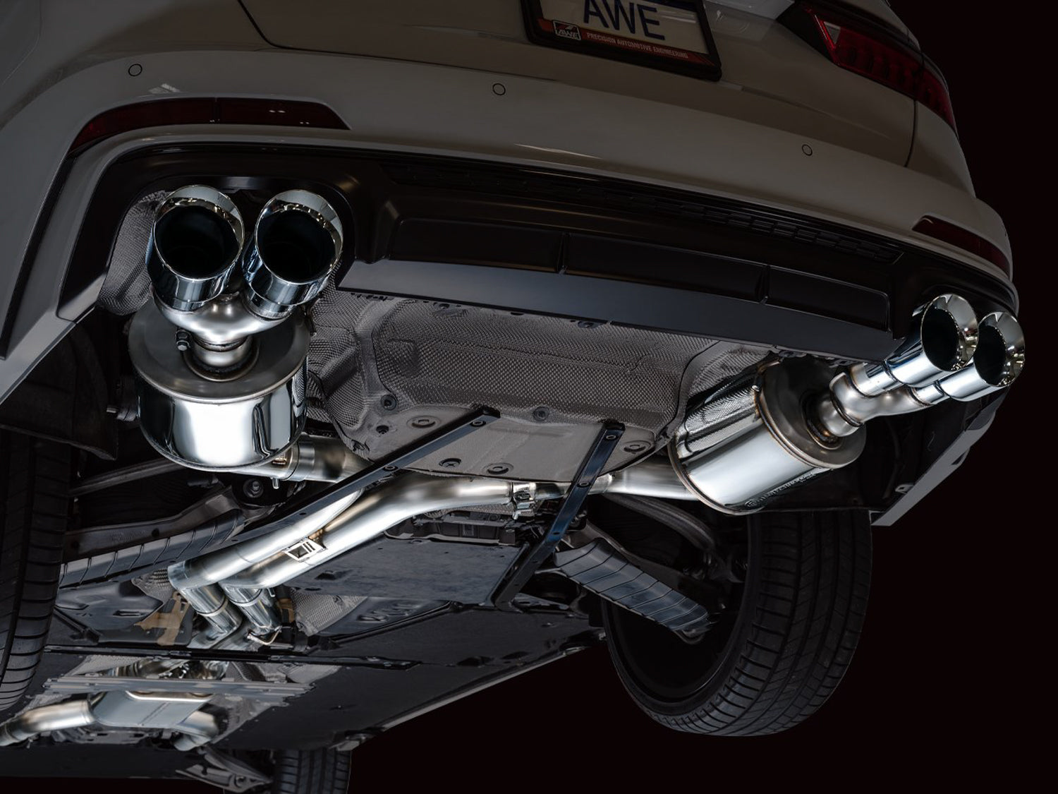 AWE Touring Edition Exhaust for Audi C8 S6/S7 - Chrome Silver Tips - Mounted