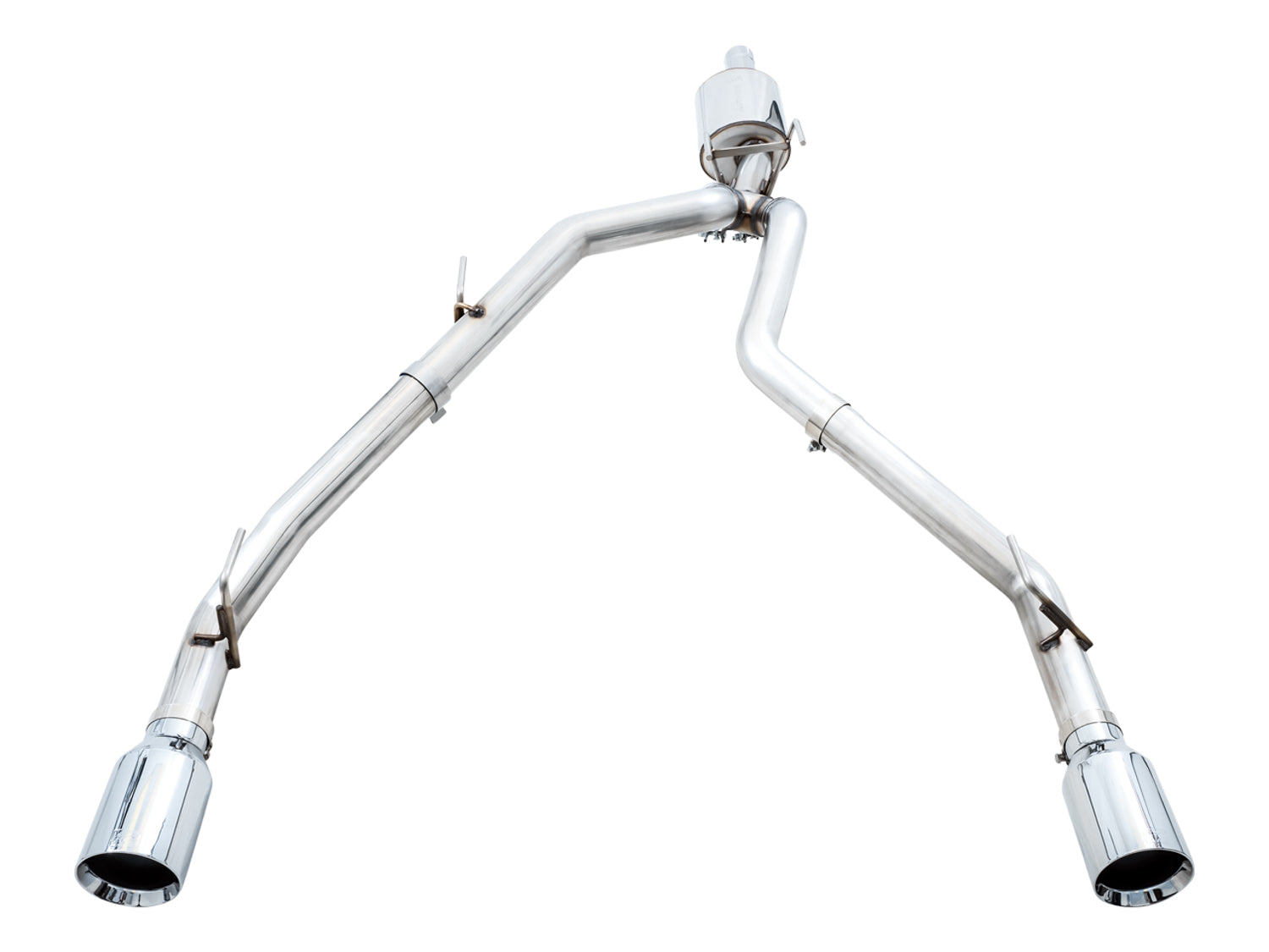 AWE 0FG Dual Rear Exit Catback for 4th Gen RAM 1500 5.7L (without bumper cutouts) - Chrome Silver Tips - out of package