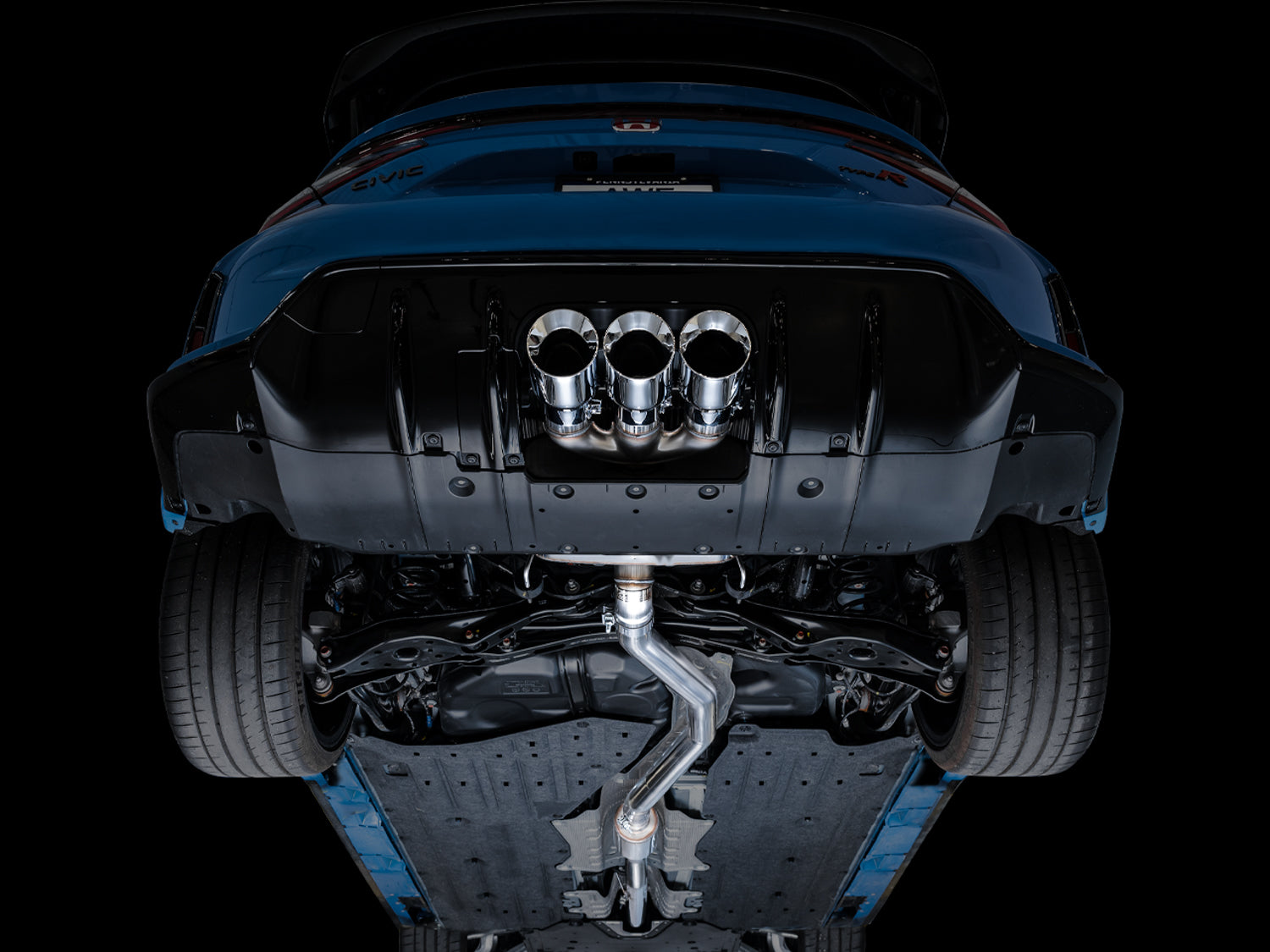 AWE Touring Edition Exhaust for FL5 Civic Type R - Triple Chrome Silver Tips - Mounted