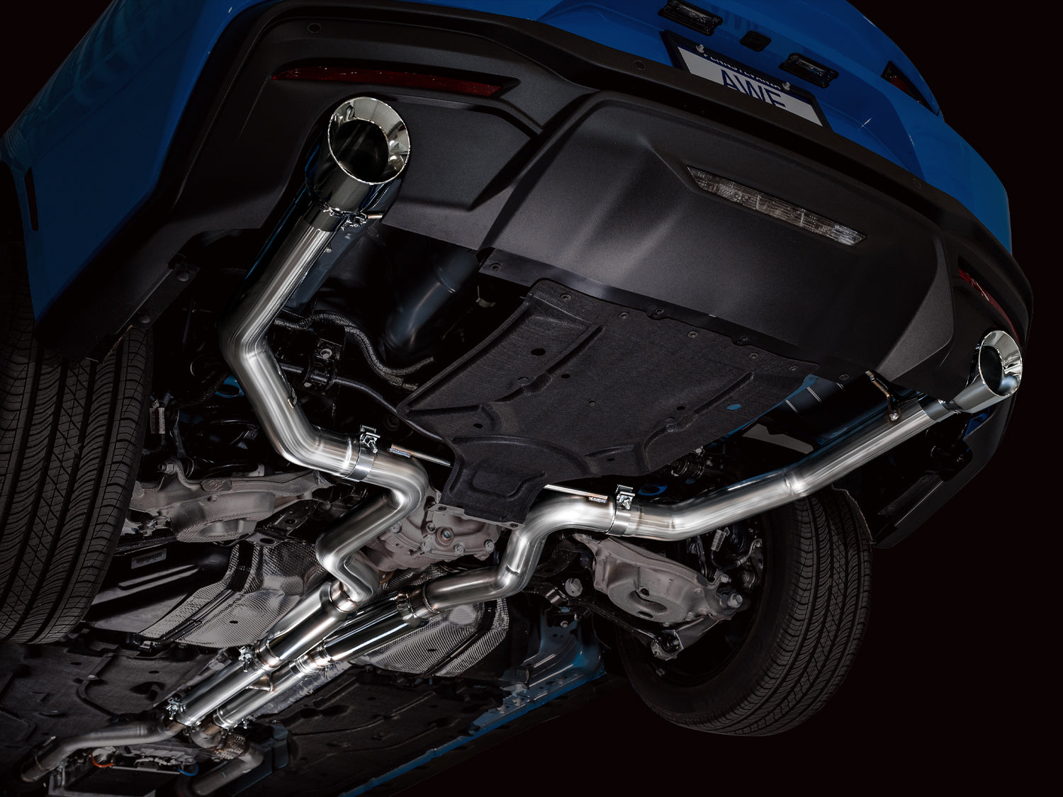 AWE Track Edition Exhaust for S650 Ford Mustang GT Fastback - Dual Chrome Silver Tips - Mounted