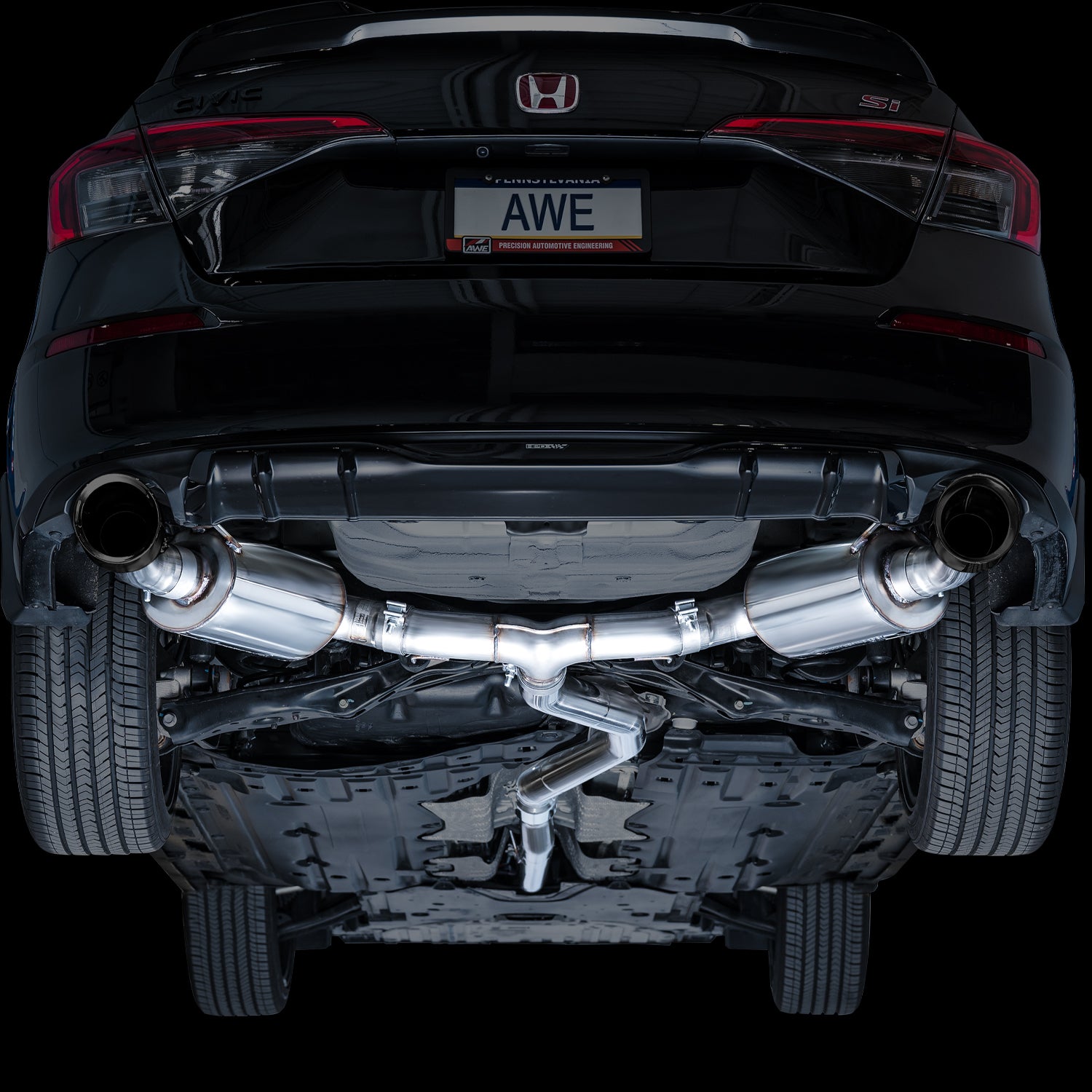AWE Touring Edition Exhaust for FE1 Civic Si/DE4 Acura Integra - Mounted